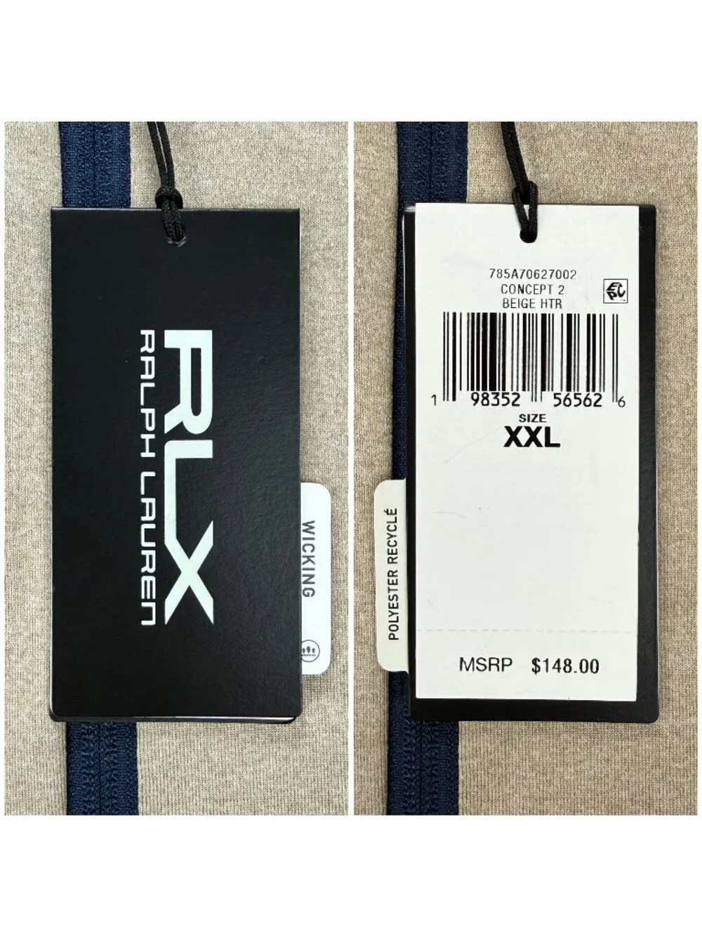 RLX Ralph Lauren Sweater Men XXL 2XL Beige Performance Jersey 1/4 Zip Golf Shirt